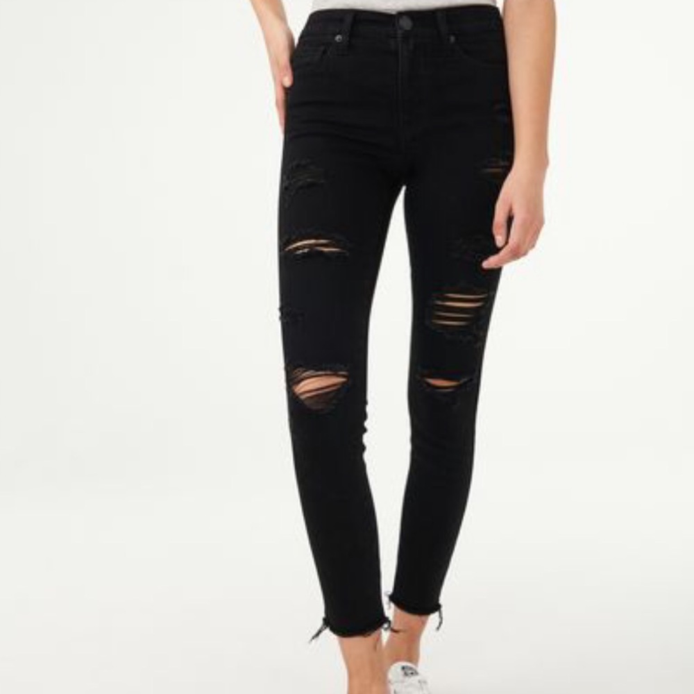 Black denim ripped jeans